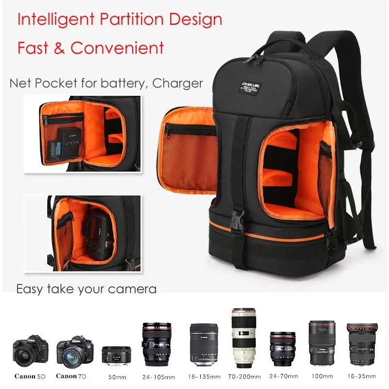 Laptop Backpack 15.6 - 방수 비디오 카메라 백팩, 반사 스트라이프,