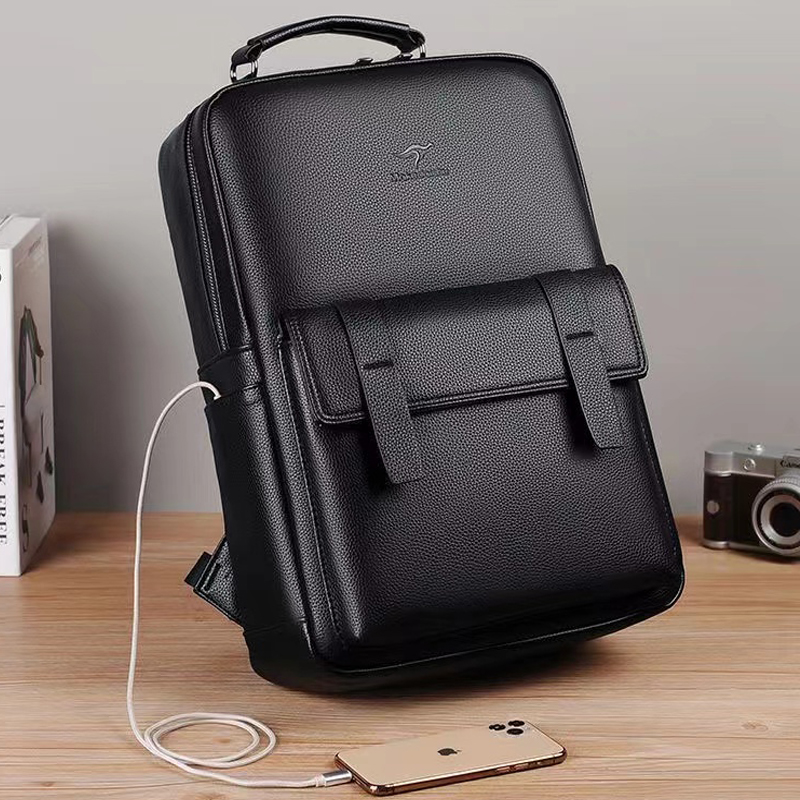 Laptop Backpack 15.6 - USB 인터페이스가 있는 남성용 고급 가죽